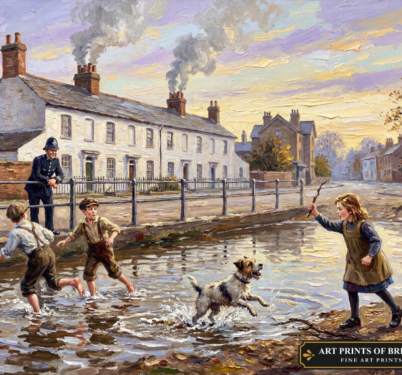 Hendon, The Pond, oil painting print