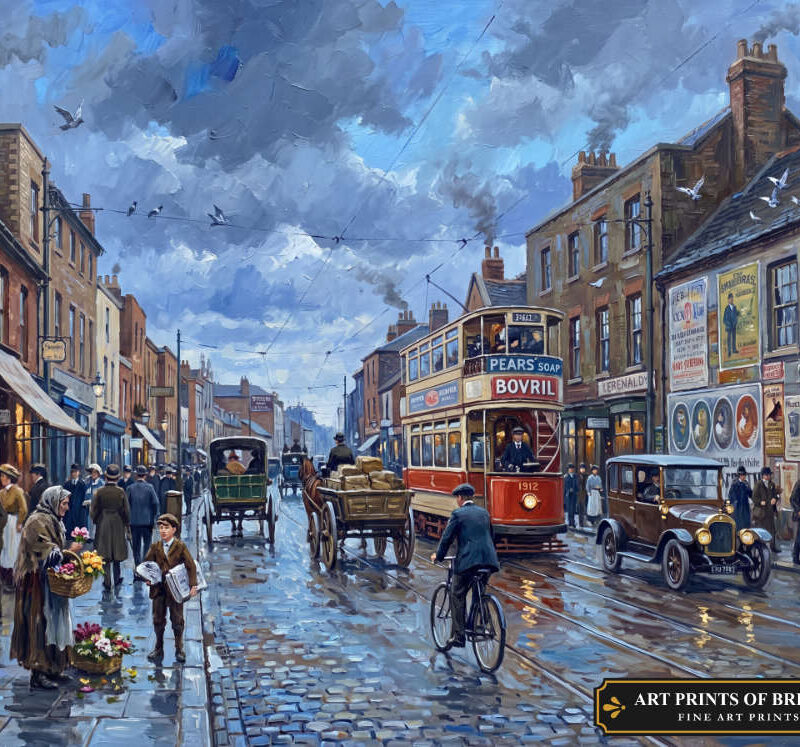 Brentford town high street oil painting print