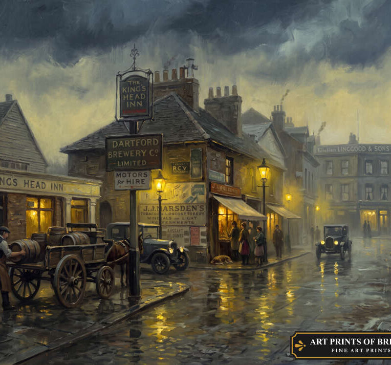 Bexley town high street oil painting print