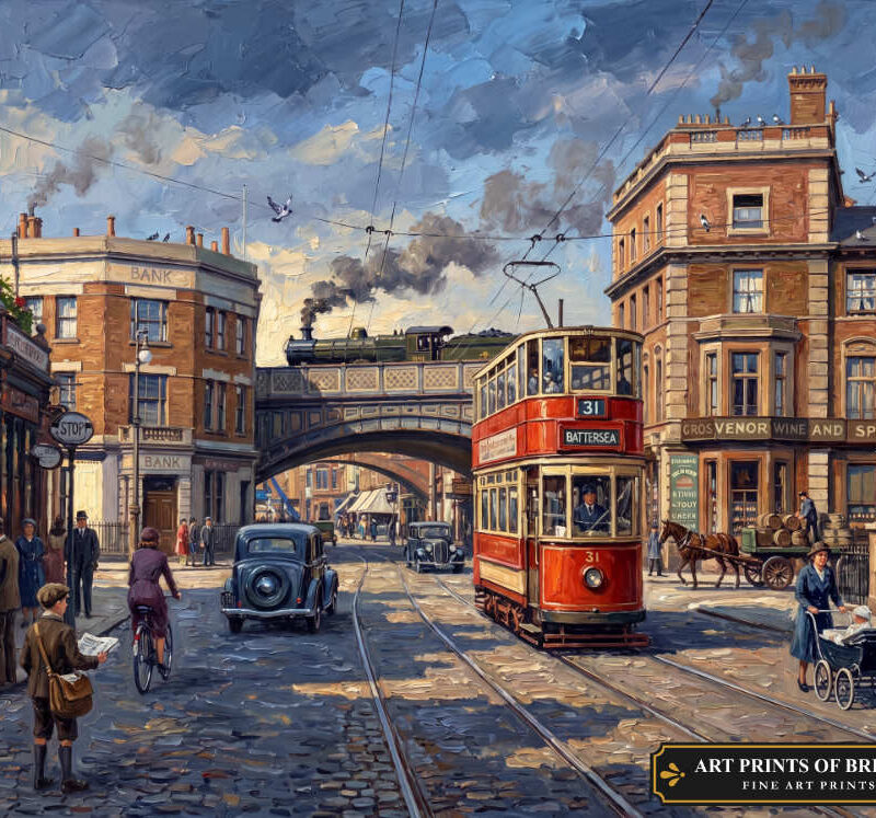 Battersea Park Road oil painting print