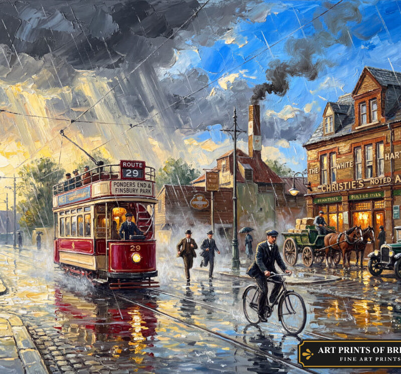 Ponders End Town oil painting print